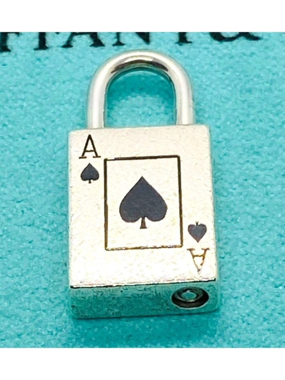 Tiffany & Co Ace Of Spades Enamel Sterling Silver 925 Lock Charm Pendant